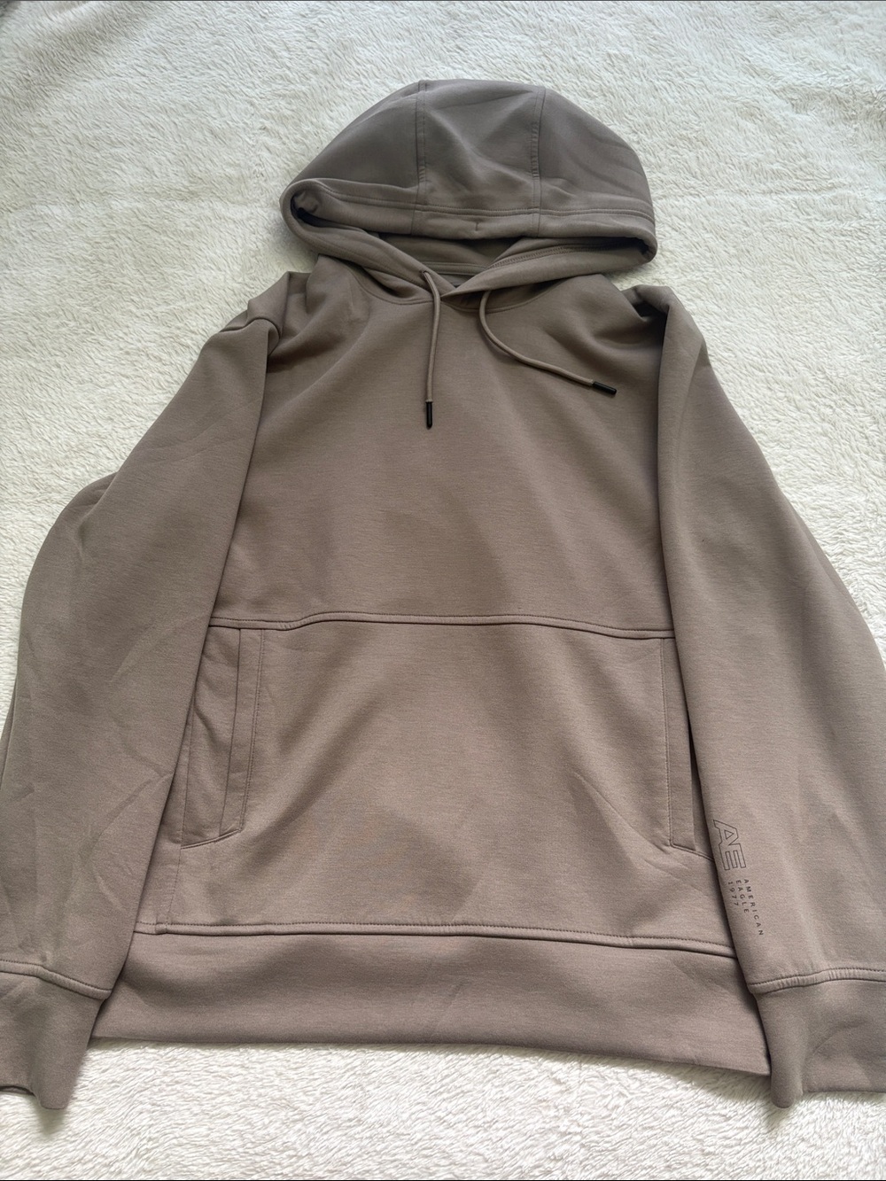 American Eagle Outfitters Men's Taupe/Brown Hooded Pullover